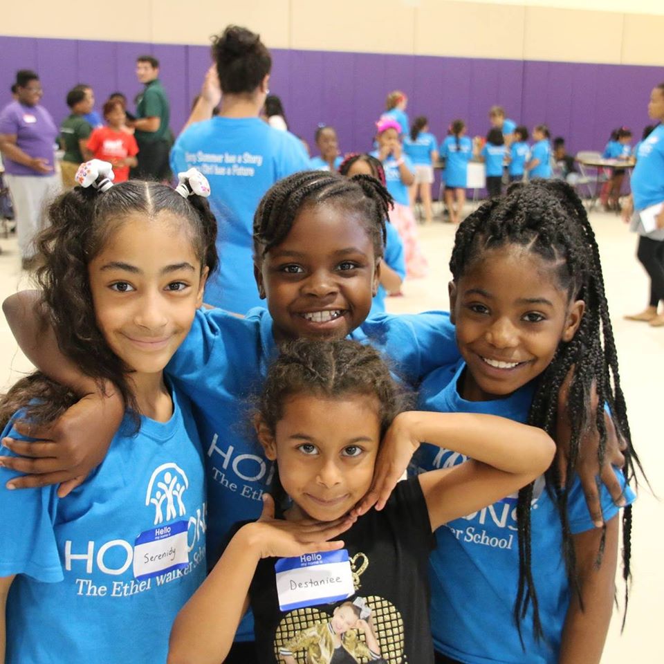 Smiling girls in the Horizons program